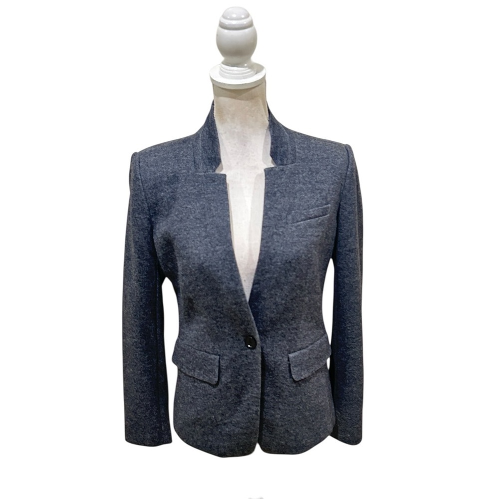 LOFT Dark Gray Single-Button stand up collar lined fitted Blazer size 4